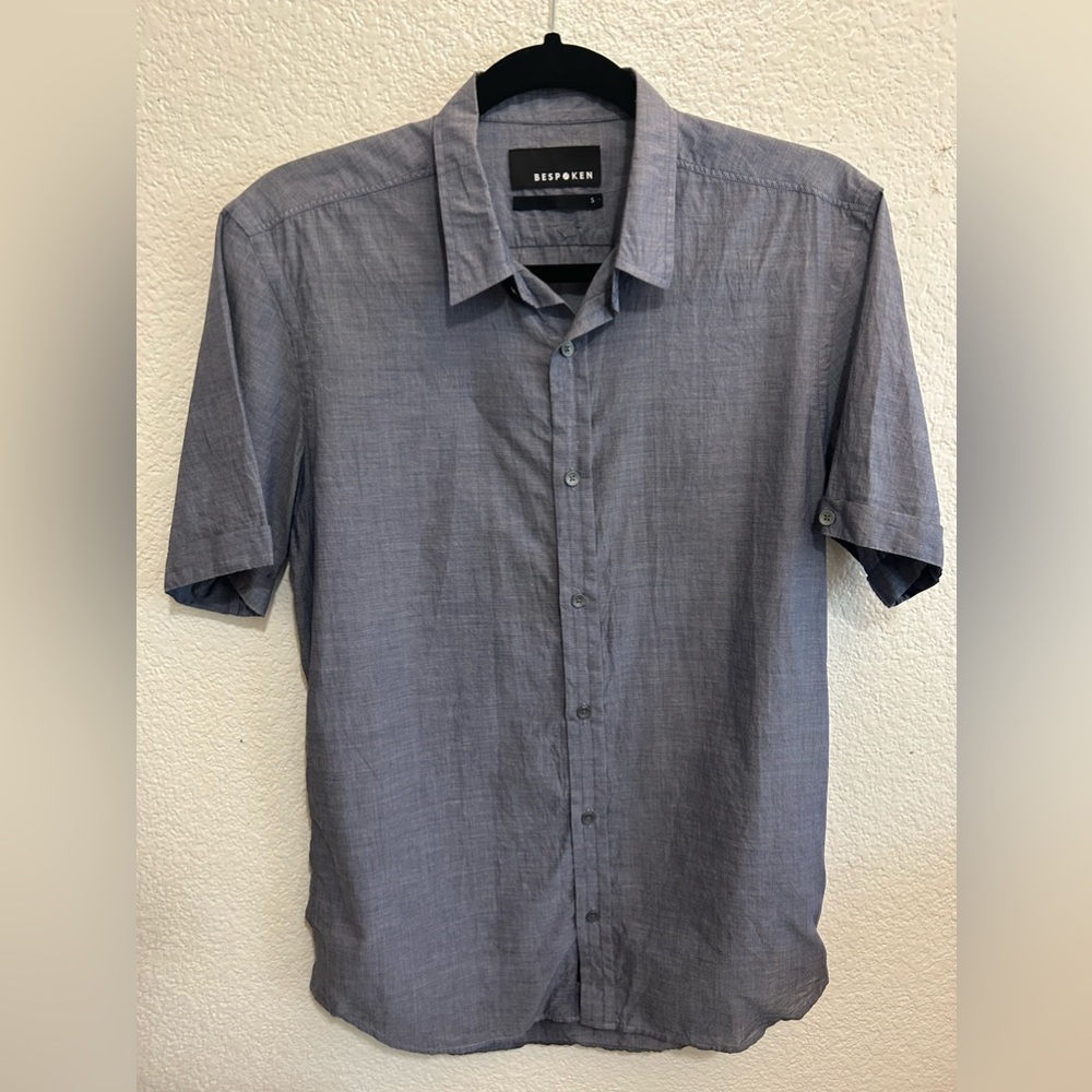Small Bespoken Slate  Linen Button Down